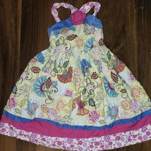 Girls Sz 5 Bonnie Jean Fit & Flare Sleeveless Floral Dress in Gently Worn Cond.